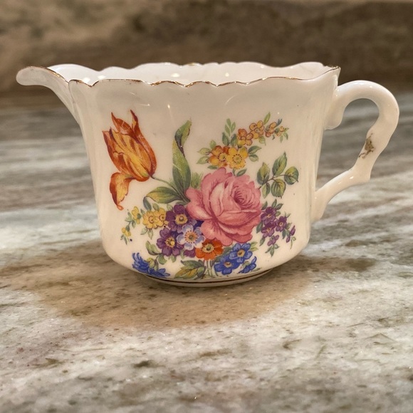 1930's Sampson Smith Old Royal Bone China Creamer with Rose among Flowers - Picture 1 of 8